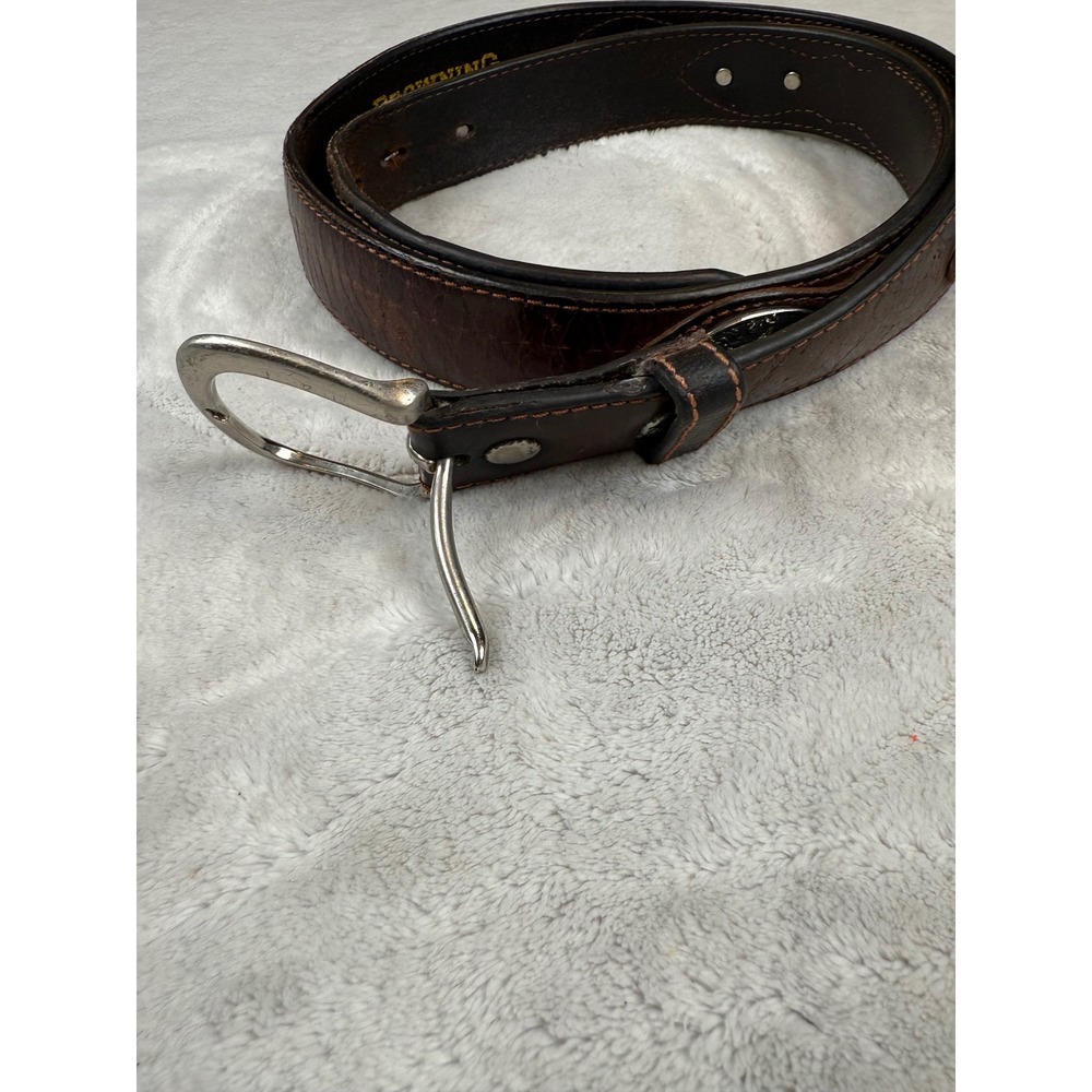 Browning Mens Brown Leather Elk Concho Belt Size 40 Silver Buckle Hunting